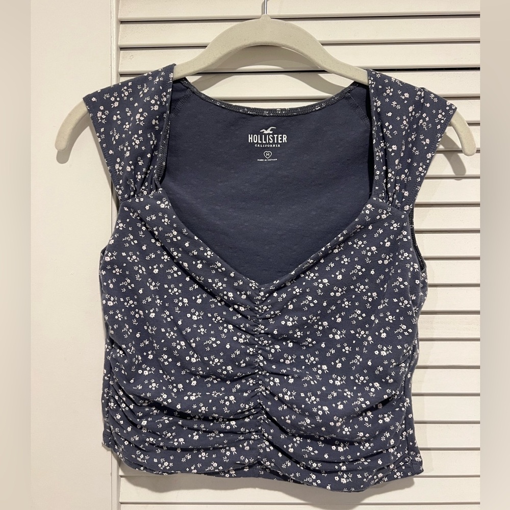 Hollister Blue and White Tank Top